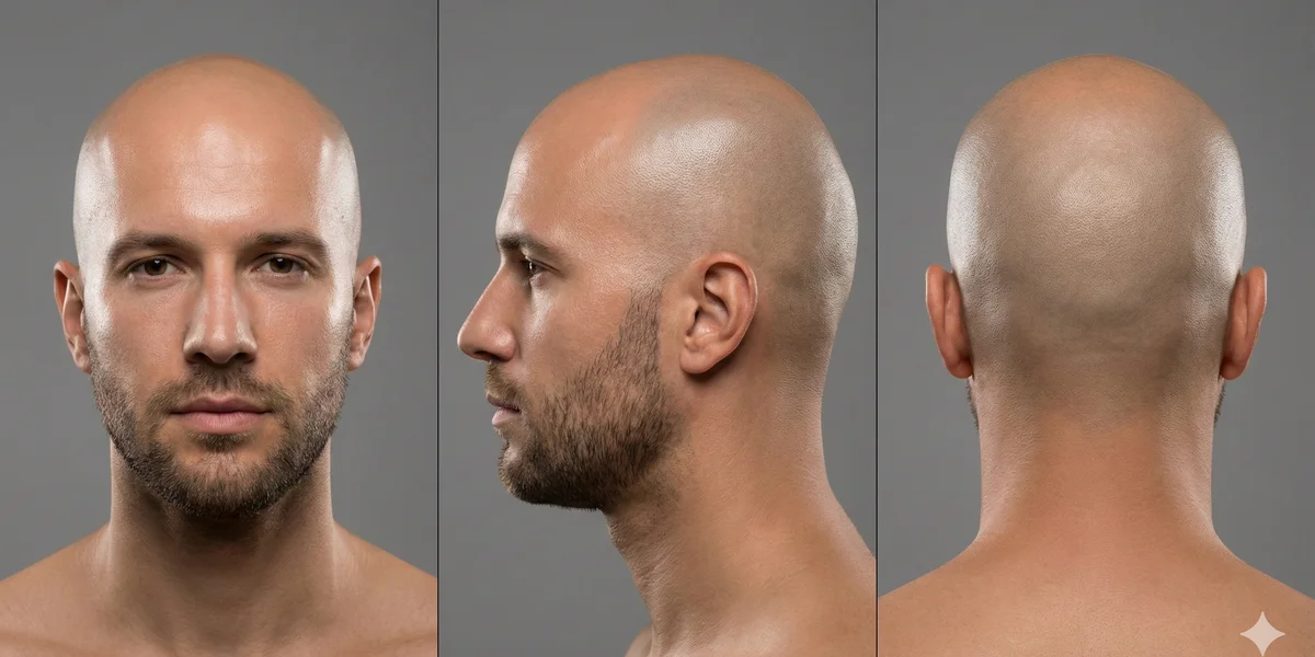 Completely Bald - Multi-angle view