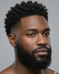 Drop Fade with Curly Beard