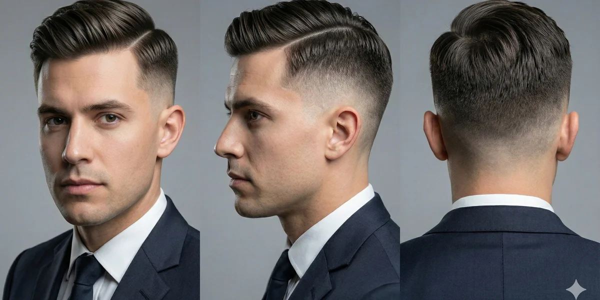 Mid-Skin Fade with Side Part - Multi-angle view